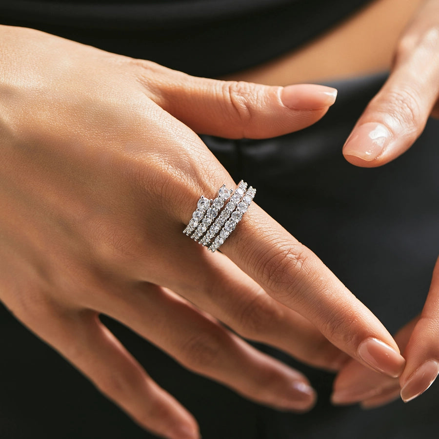 Silver Zircon Solid Rings