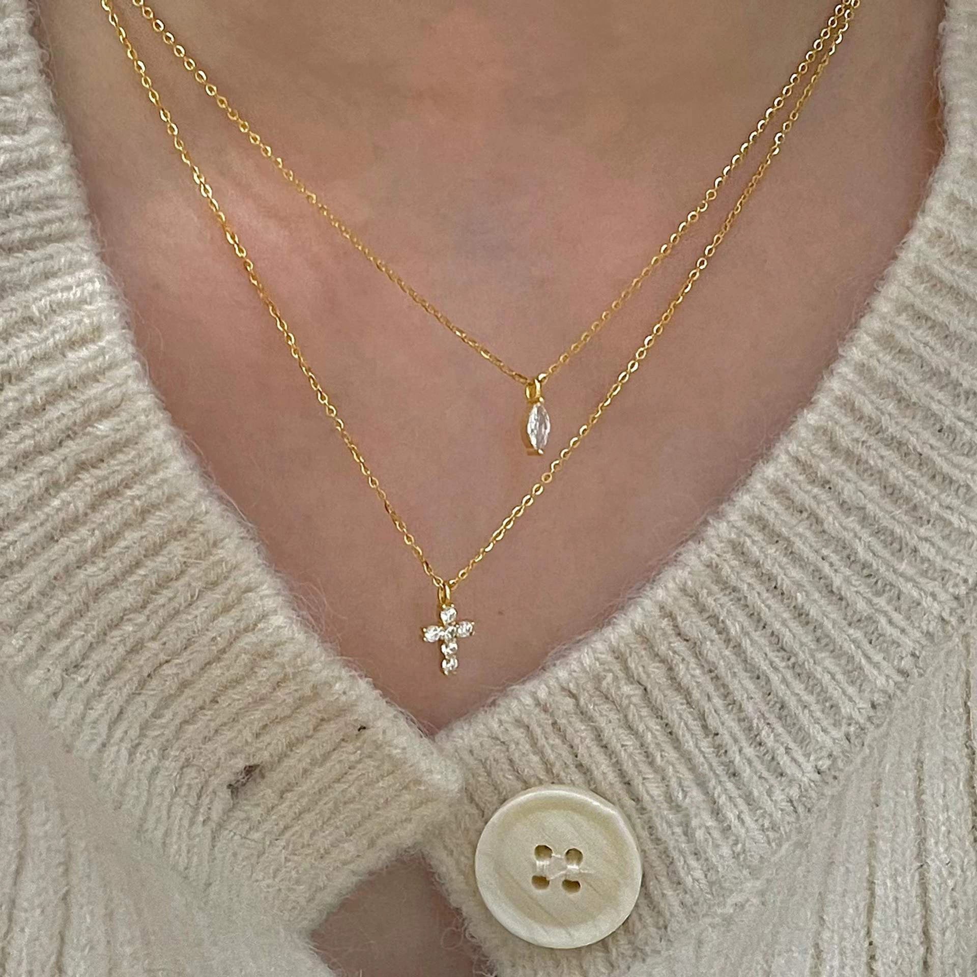 Cross Double Layer Necklace