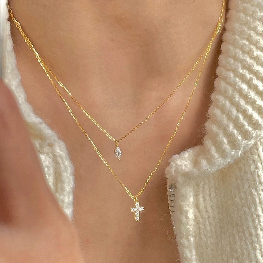 Cross Double Layer Necklace