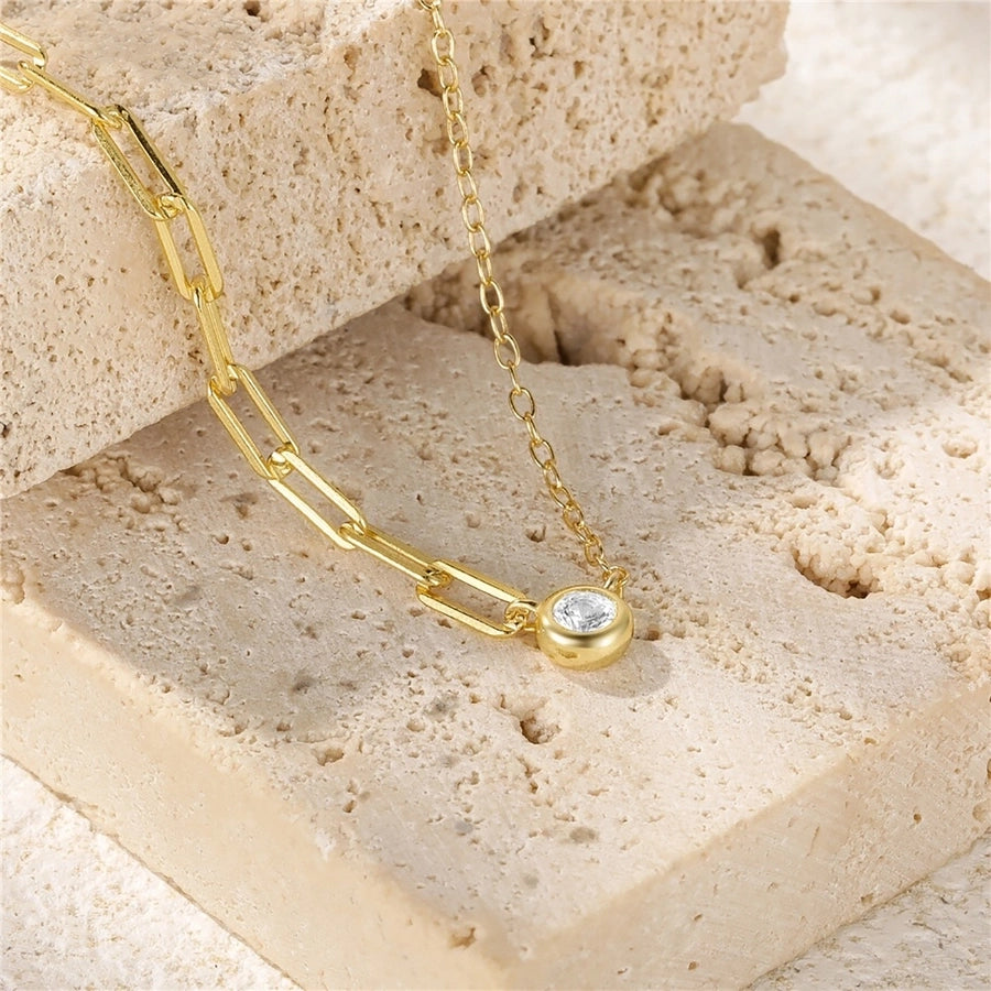 Gold Zircon Silver Necklace