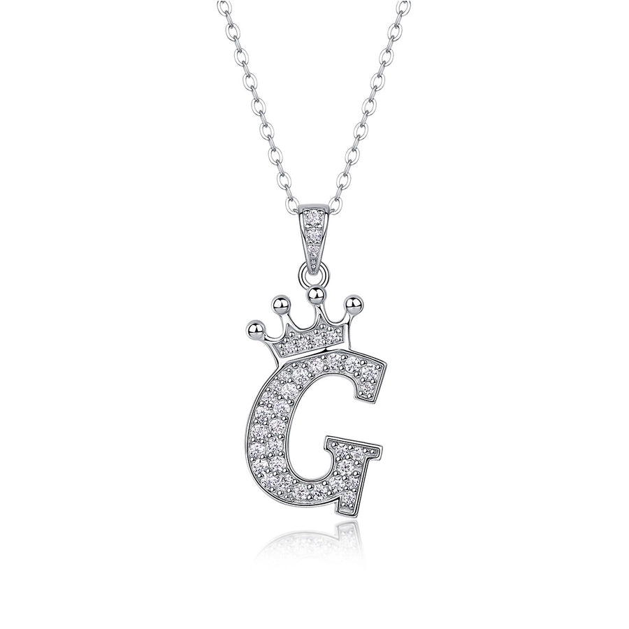 Letter Crown Pendant Necklace