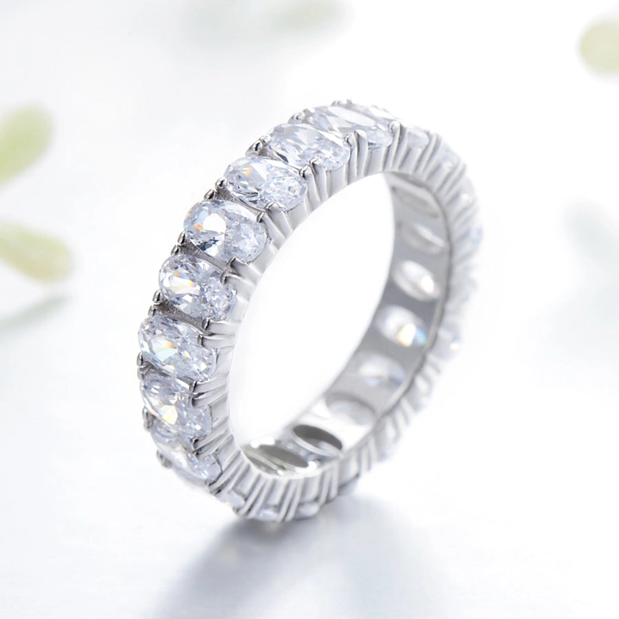 Oval Silver Zircon Ring