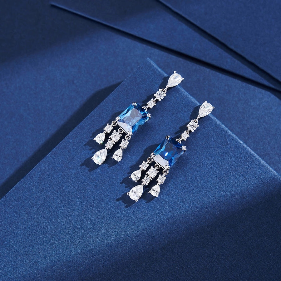 Zircon Drop Silver Earrings