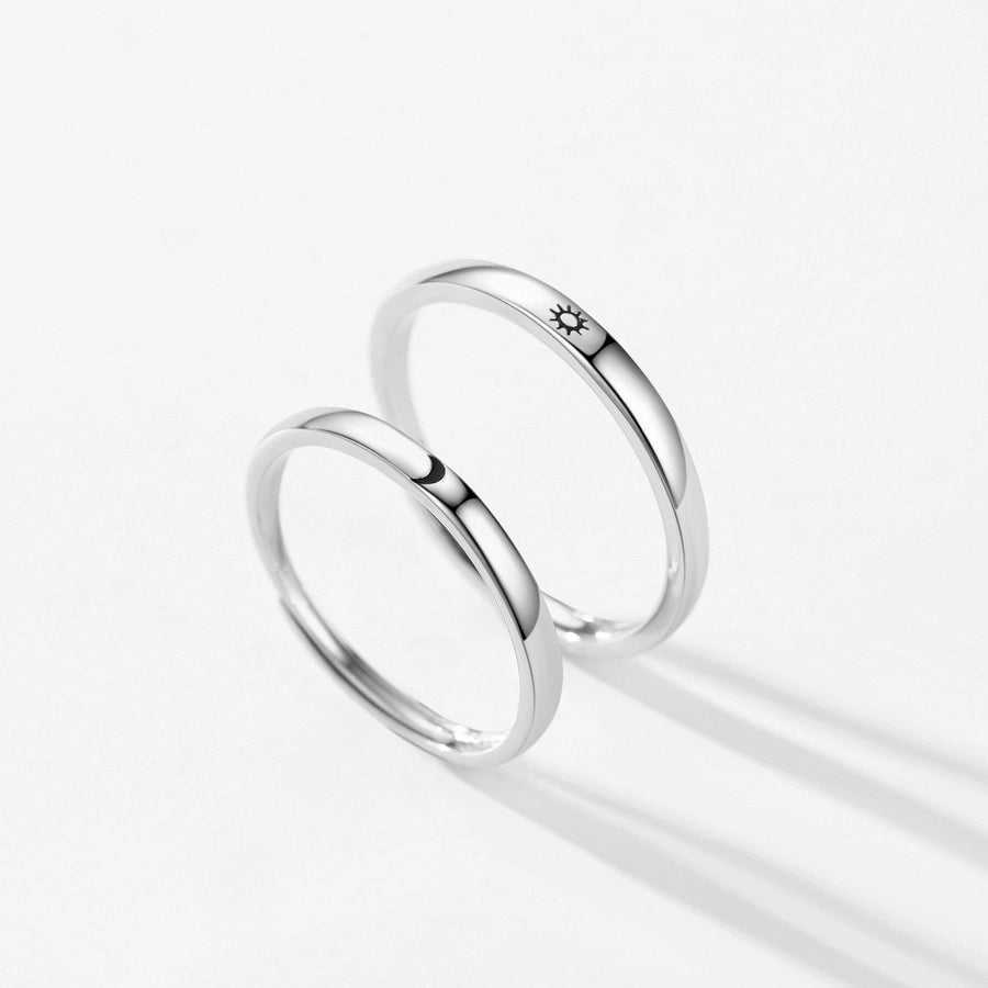 Star Moon Couple Open Ring