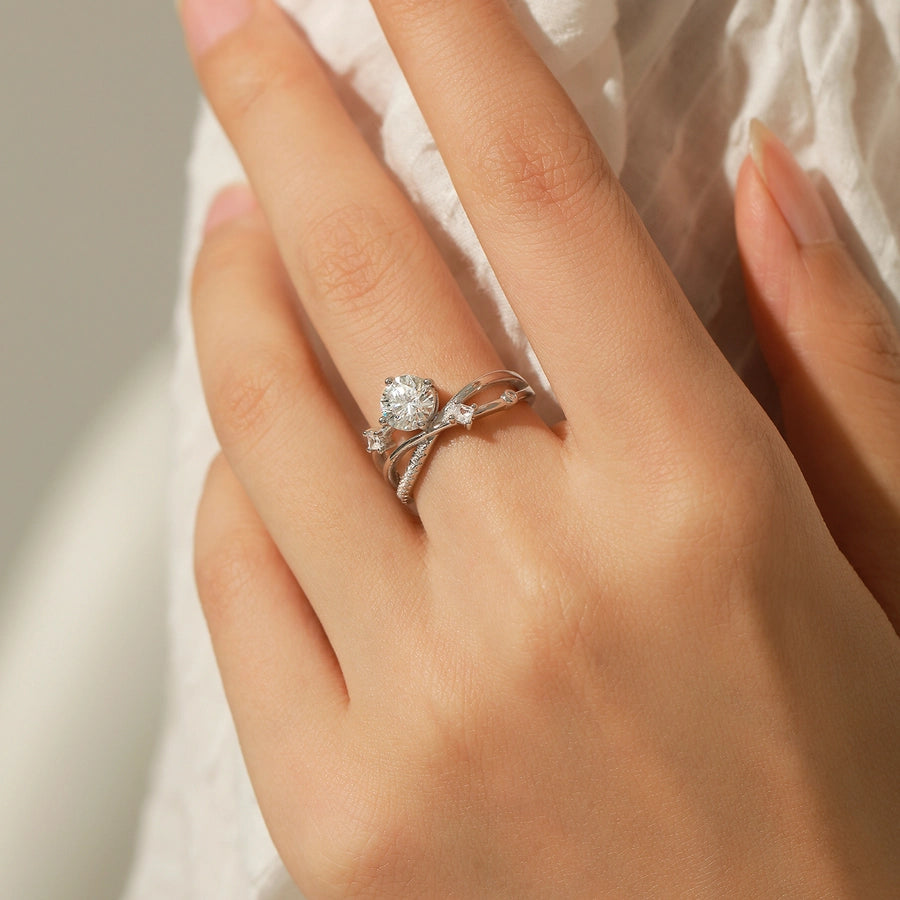 Moissanite Round Infinite Cut Ring