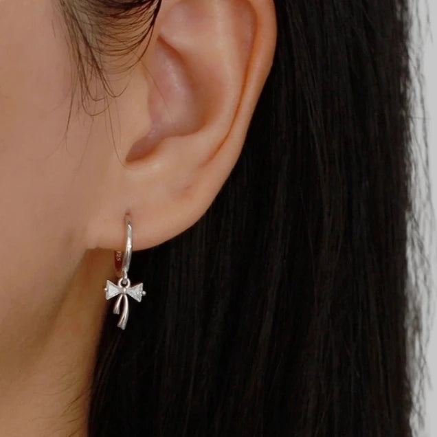 Silver Bow Knot Ear Cuffs