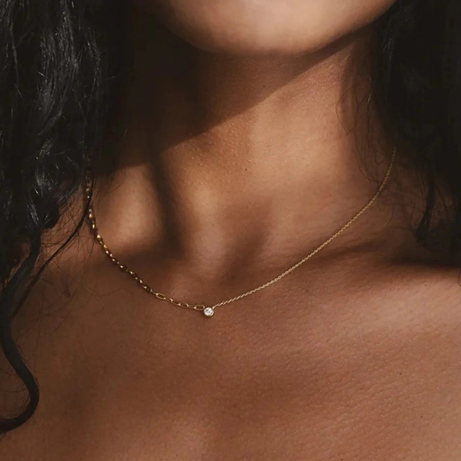 Gold Zircon Silver Necklace