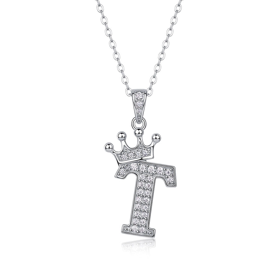 Letter Crown Pendant Necklace