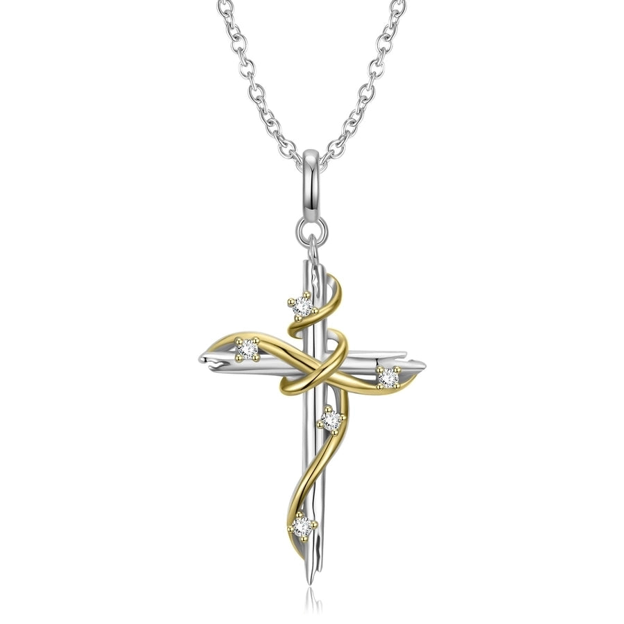Rhinestones Cross Silver Pendant