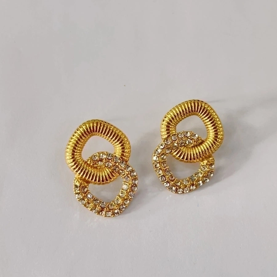 Square Zircon Gold Studs