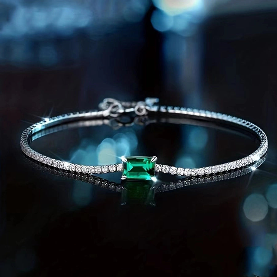 Green Stone Silver Bracelet