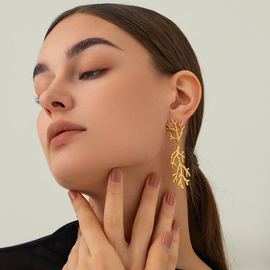 Coral Shape Drop Earrings
