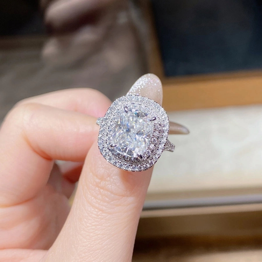 Rectangle Moissanite Ring