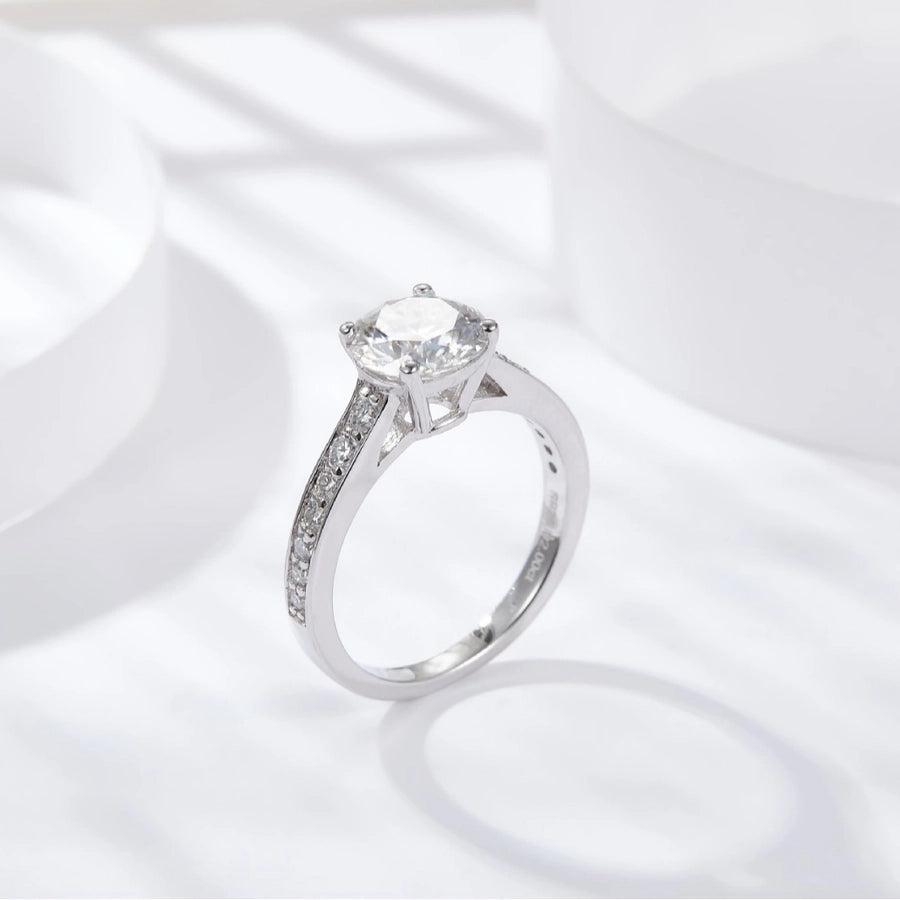 Moissanite Round Stone Ring