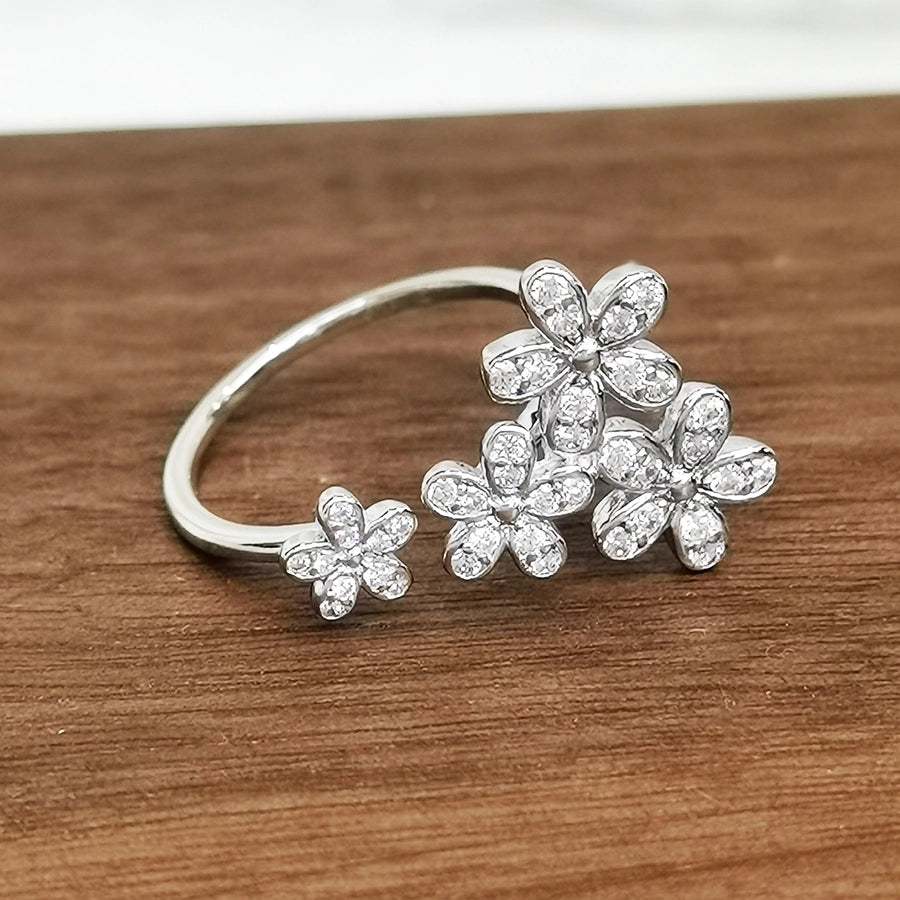 Zircon Flower Open Ring