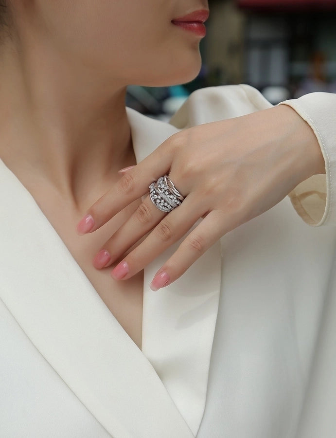 Moissanite Geometric Ring