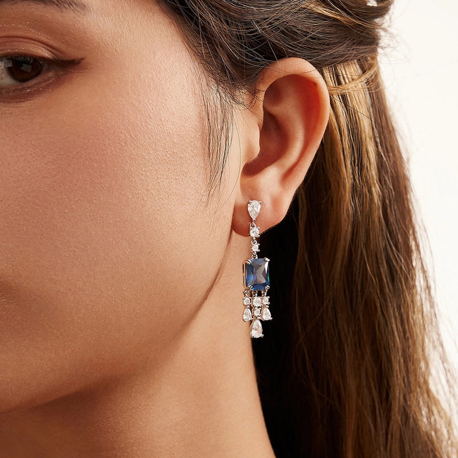Zircon Drop Silver Earrings