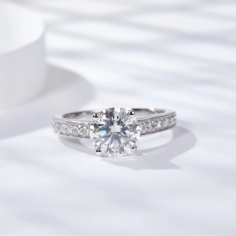 Moissanite Round Stone Ring