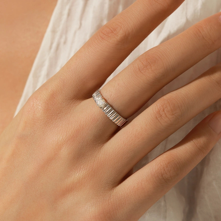 Moissanite Silver Round Ring