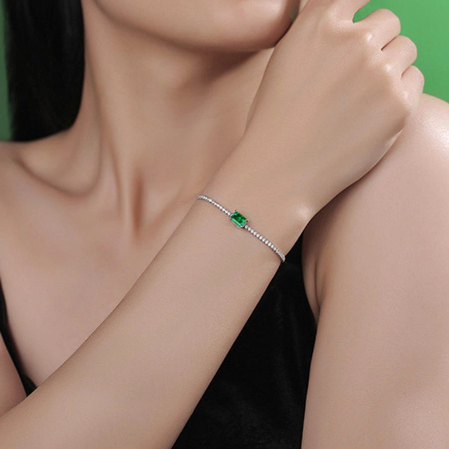 Green Stone Silver Bracelet