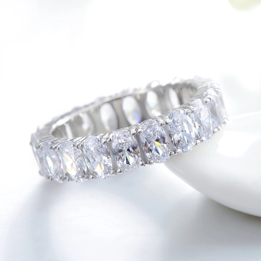 Oval Silver Zircon Ring
